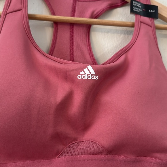 NWT Adidas Powerreact Training Medium Impact Sports Bra in Pink Strata Large A-C - Picture 4 of 11